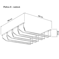 Držák sklenic čtyřřadý chrom 