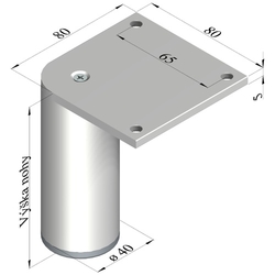 Nábytková noha N Fi40 B 050mm, hliník /Zobal