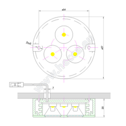 LED bodovka - NO67, 3.0W, 350mA, mal.striebro / Hecca