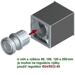 Nábytková noha Nak 080x080, chróm