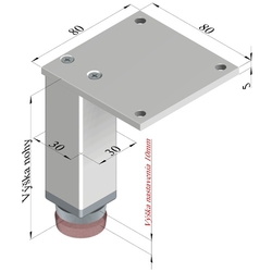 Nábytková noha N 30X30 B, hliník s reguláciou/Zobal