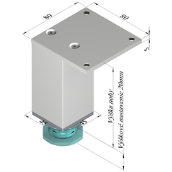 Nábytková noha N 45X45 B hlinik s reguláciou /Zobal